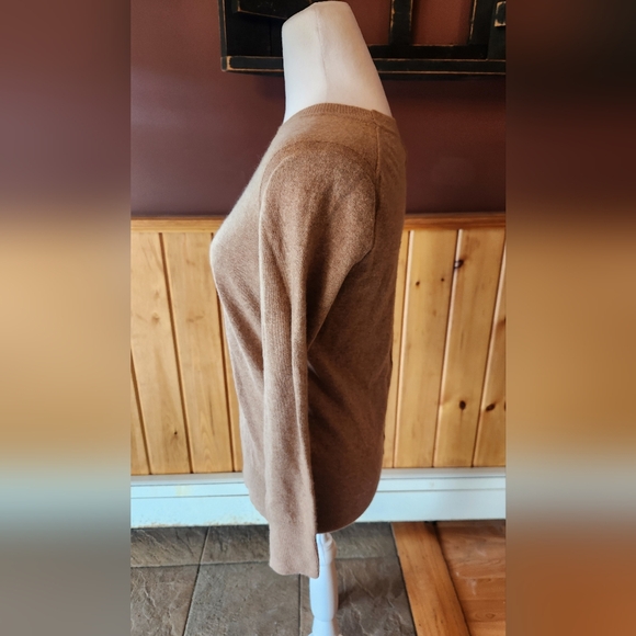 Banana Republic C'EST LA VIE Camel Slub Knit Italian Wool Crewneck Sweater XS - Picture 3 of 9
